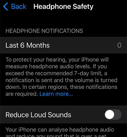 Disable Reduce Loud Sounds